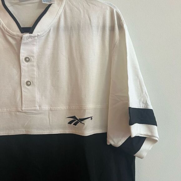 Vintage Reebok 100% Cotton White & Black Rugby Shirt - Medium - Picture 2 of 8